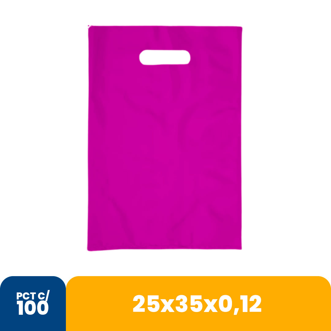 Imagem do produto Sacola Color 25x35x012 Alca Vazada Com 100 - Rosa