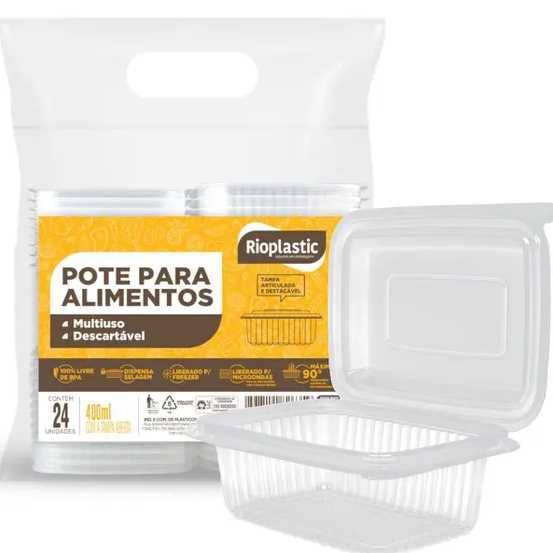 Imagem do produto Pote Retangular C/Tampa 400ml 12X24 Rioplastic