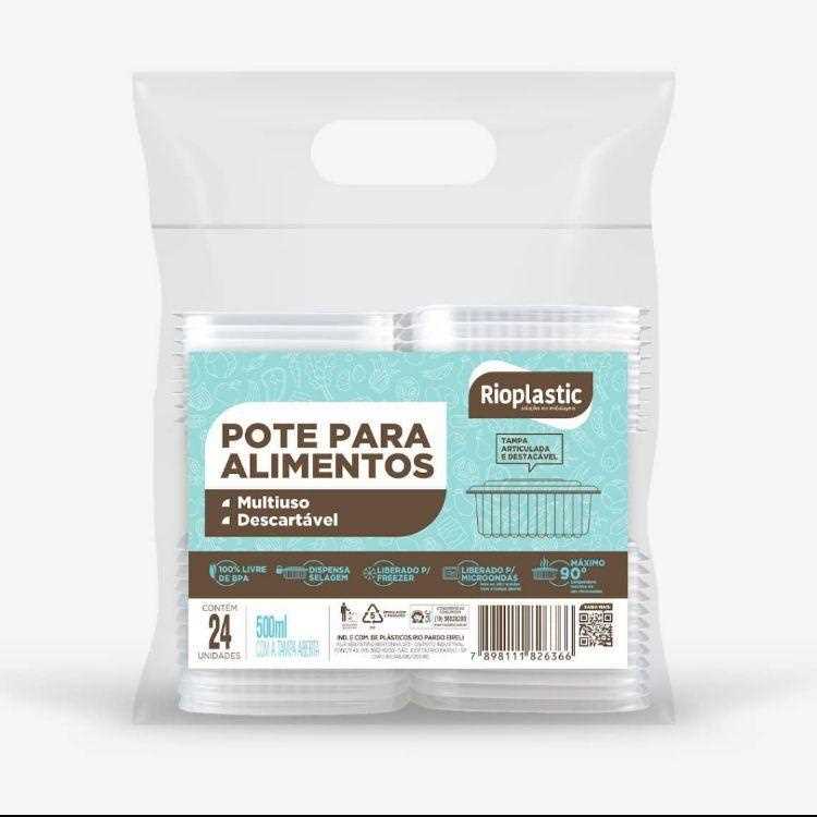 Imagem do produto Pote Retangular C/Tampa 500ml 12X24 Rioplastic
