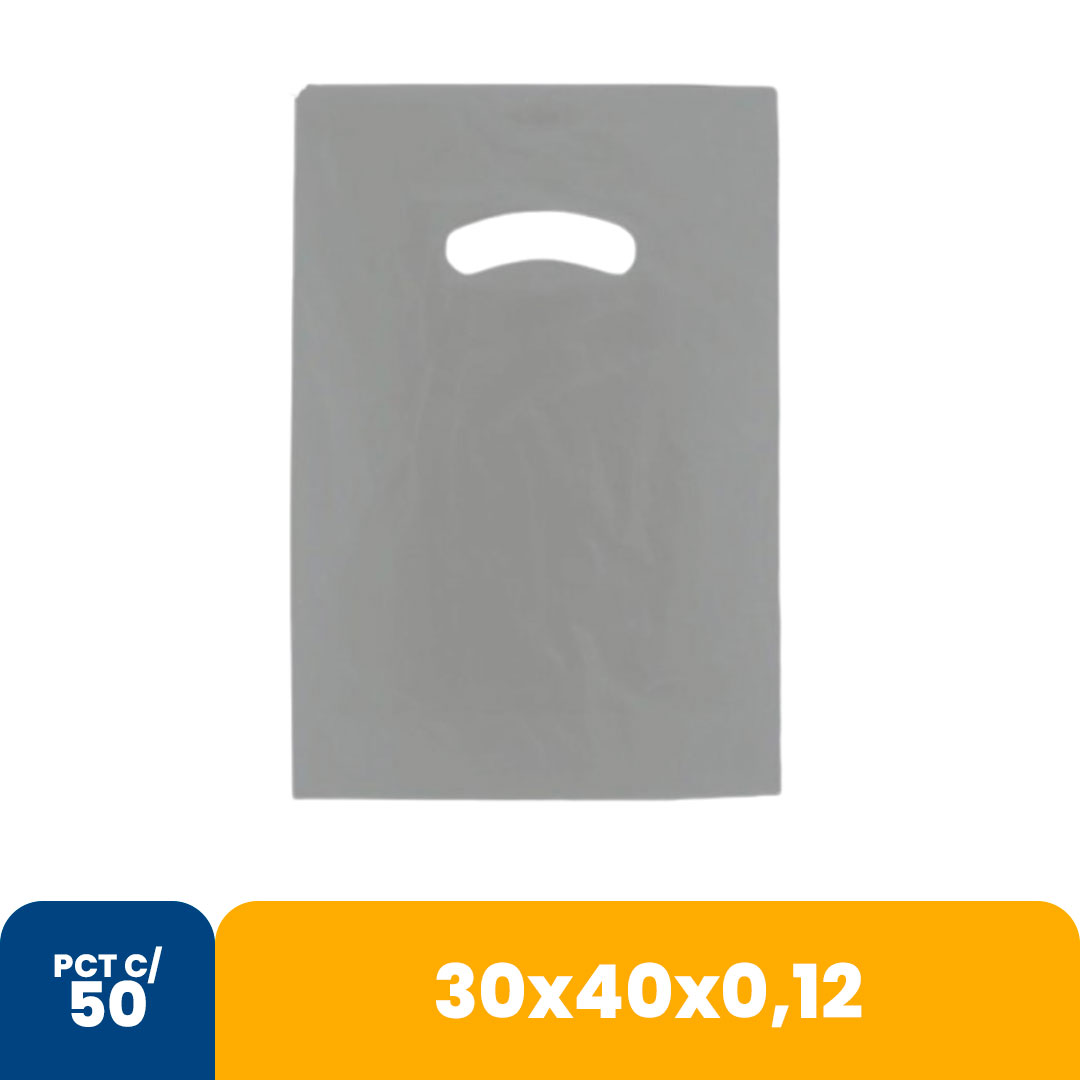 Imagem do produto Sacola Color 30 X40 X0,12 Alca Vazada C/50 - Prata