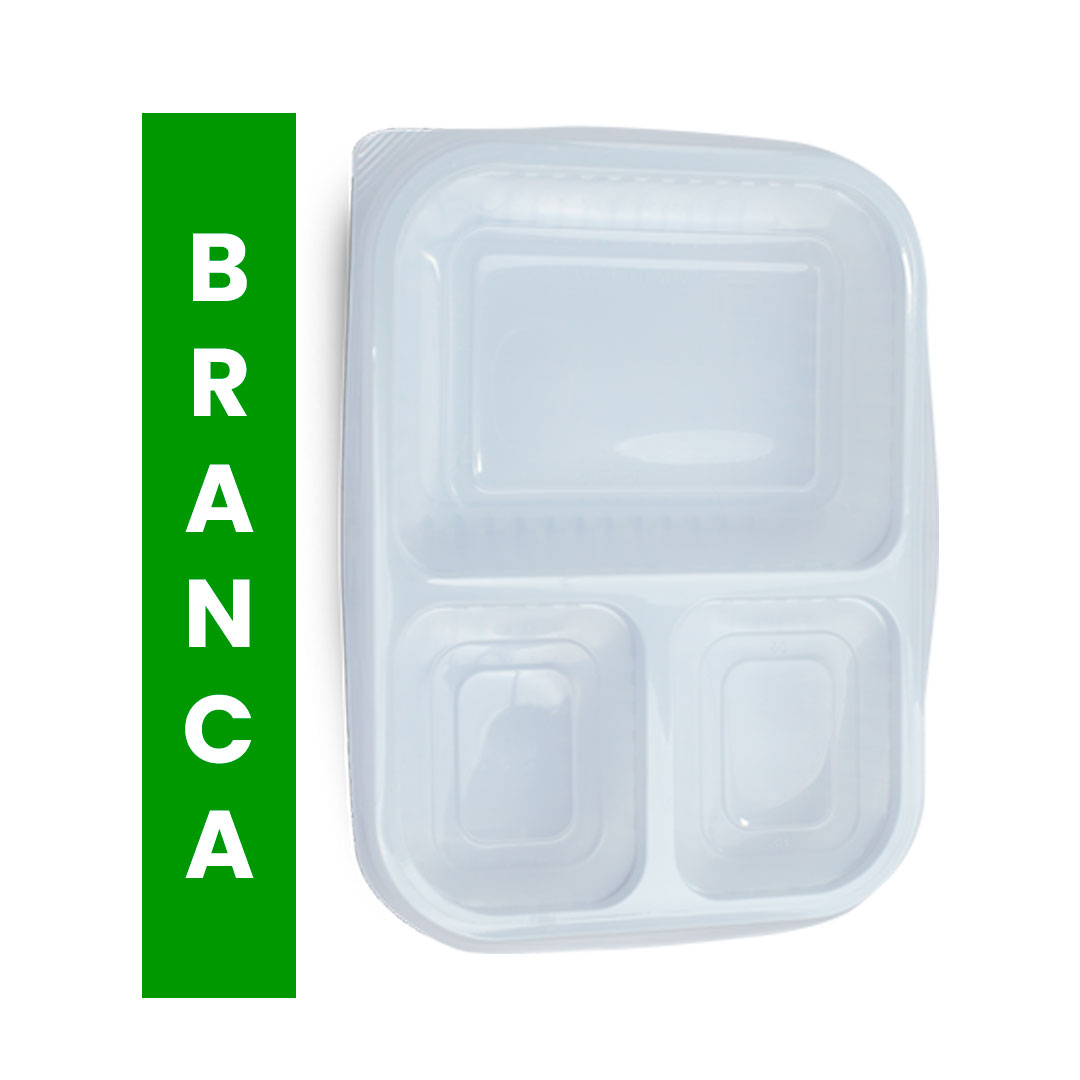Imagem do produto Bandeja 900ml C/3 Div 15X12 Rioplast - Branco