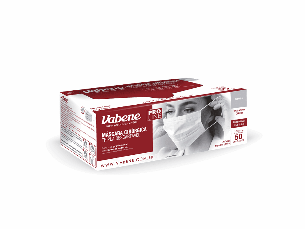 Imagem do produto Mascara Tnt Tripla Branca C/50 Vabene