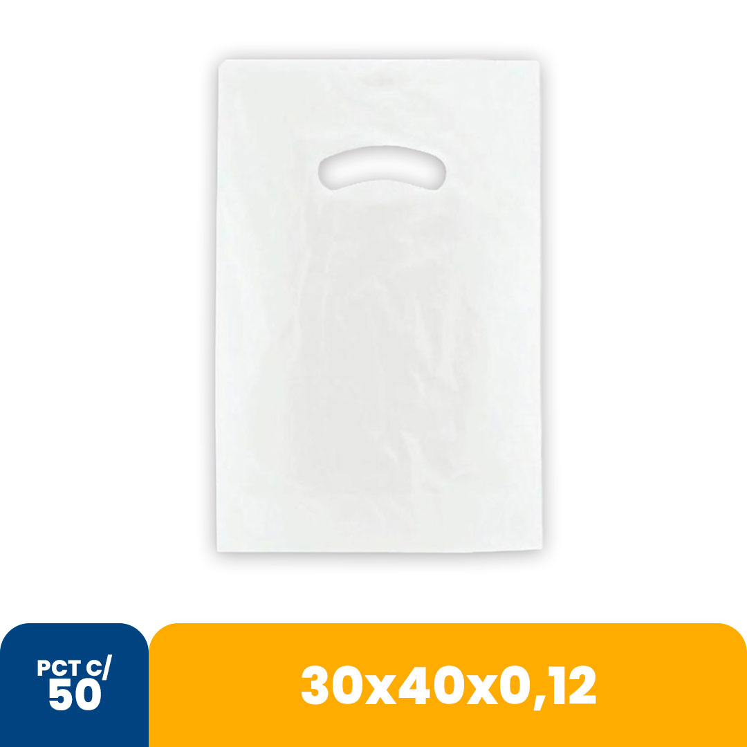 Imagem do produto Sacola Color 30 X40 X0,12 Alca Vazada C/50 - Branco