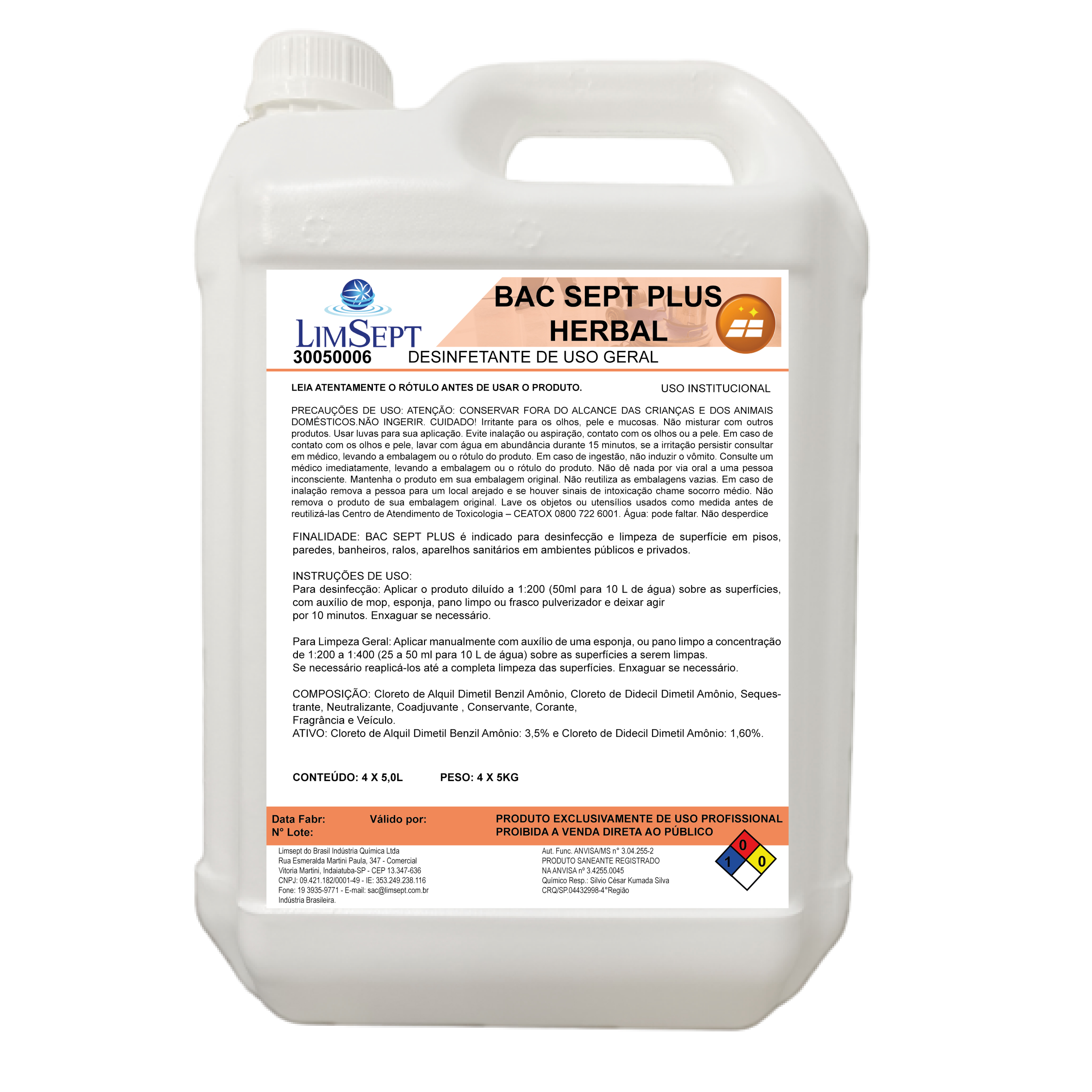 Imagem do produto Desinfetante Bac Sept Plus Limsept - Herbal