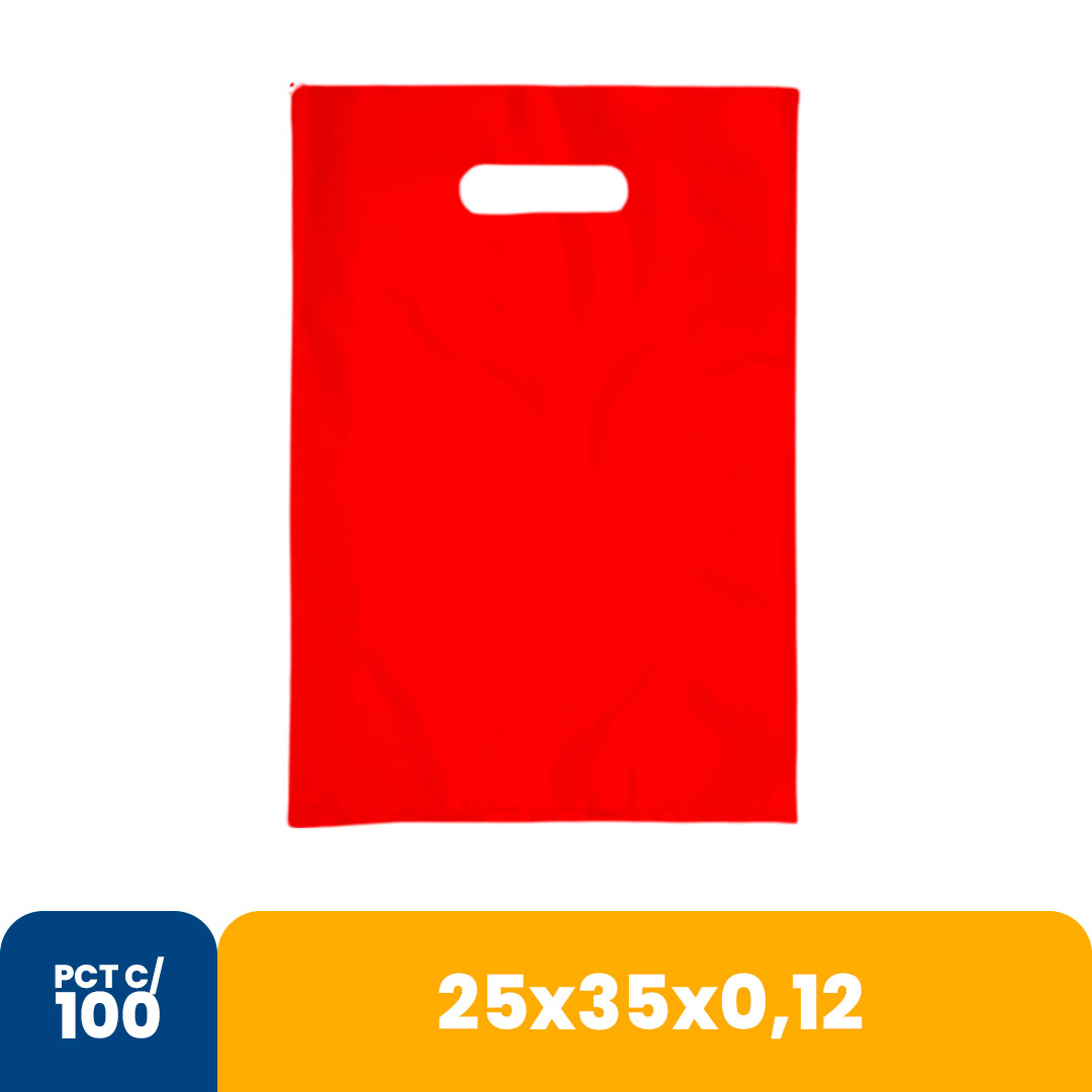 Imagem do produto Sacola Color 25x35x012 Alca Vazada Com 100 - Vermelho
