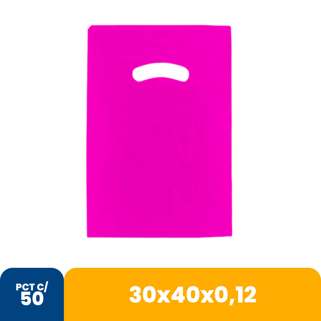 Imagem do produto Sacola Color 30 X40 X0,12 Alca Vazada C/50 - Rosa