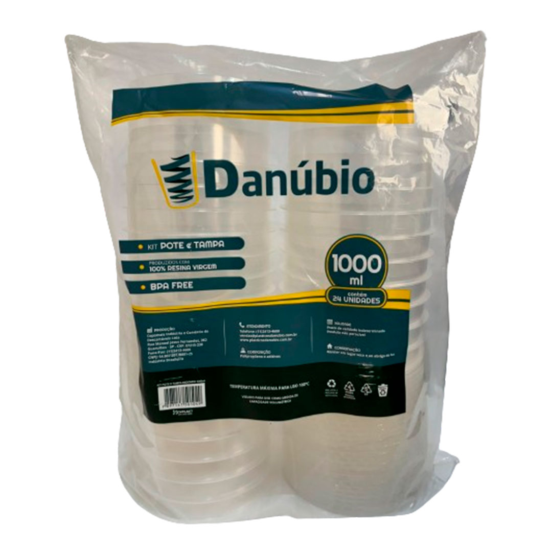 Imagem do produto Kit Pote/sobre-tampa 1000ml 08x24 Danubio