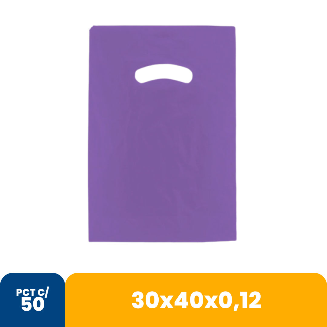 Imagem do produto Sacola Color 30 X40 X0,12 Alca Vazada C/50 - Lilas