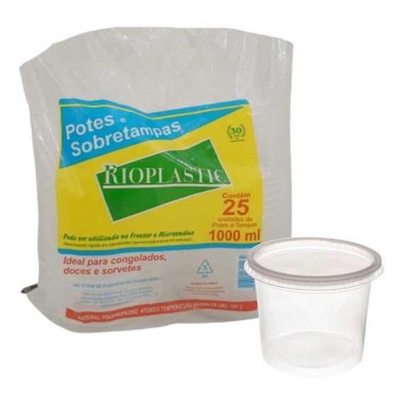 Imagem do produto Kit Pote/Sobre-Tampa 1000ml 12X25 Riopl