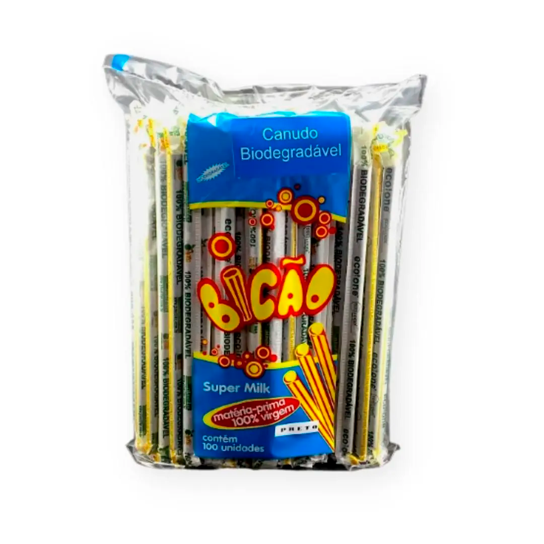 Imagem do produto Canudo Supermilk 20,5X8,5mm C/100 Bicao - Preto