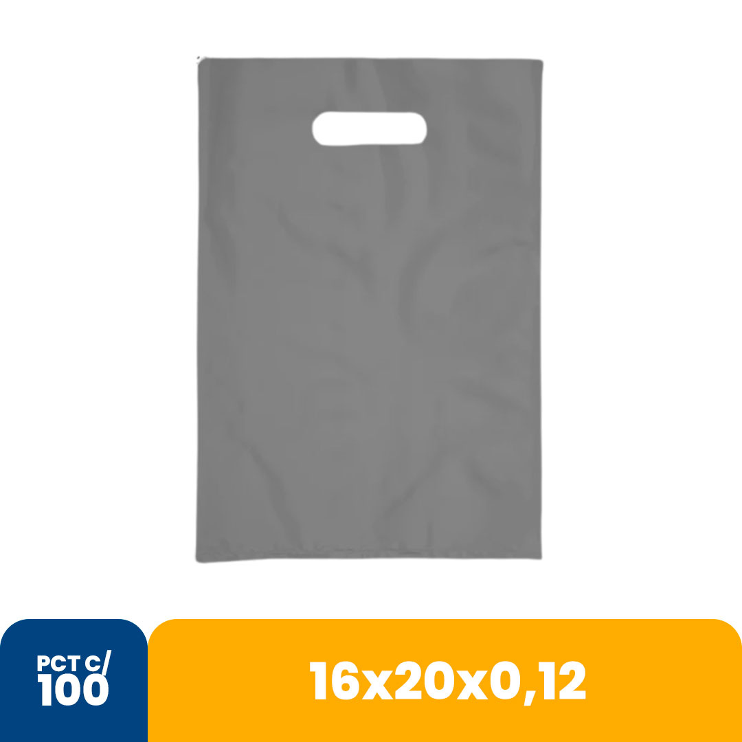 Imagem do produto Sacola Color 16x20x012 Alca Vazada Com 100 - Prata