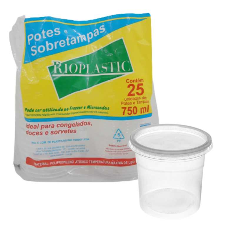 Imagem do produto Kit Pote/Sobre-Tampa 750ml 20X25 Riopla