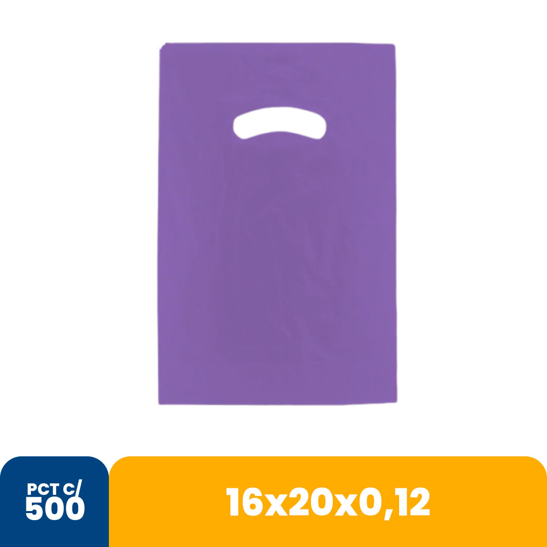Imagem do produto Sacola Color 16 X20 X0,12 Alca Vazada C/50 - Lilas