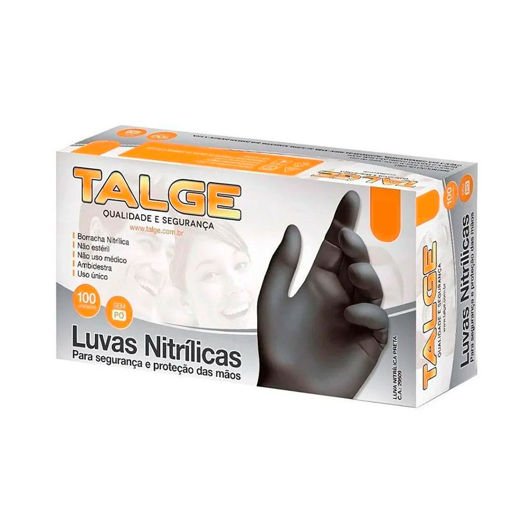 Imagem do produto Luva Nitrilica Preta C/100 Cx/10 Talge - M