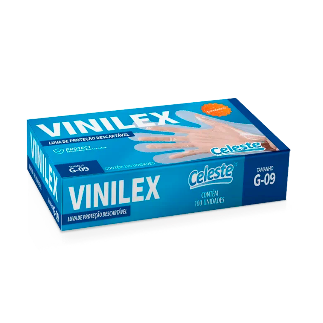 Imagem do produto Luva Viniflex Translúcida Com 100 Celeste - G