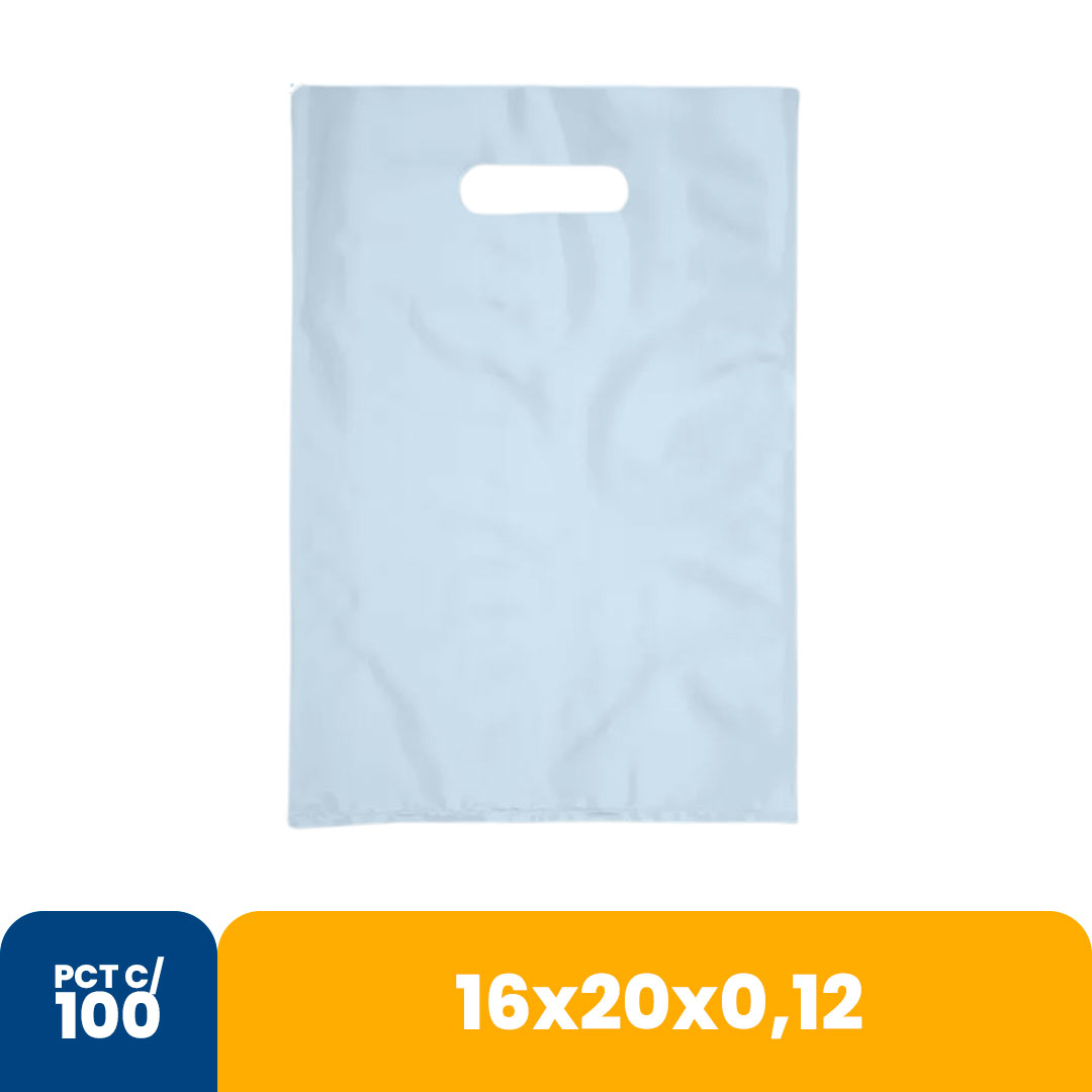 Imagem do produto Sacola Color 16x20x012 Alca Vazada Com 100 - Transparente
