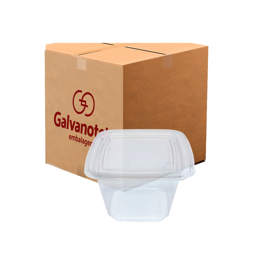 Imagem do produto G 767 Pote Quardrado C/ Lacre 473 Ml Cx100 - Cristal