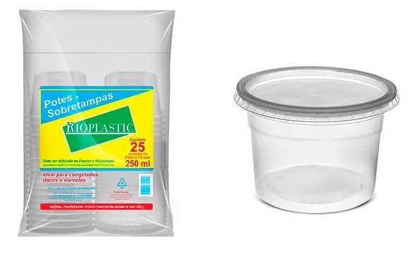 Imagem do produto Kit Pote/Sobre-Tampa 250ml 20X25 Riopla