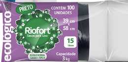 Imagem do produto Saco Lixo Rioplastic Preto 15L C/100 Un
