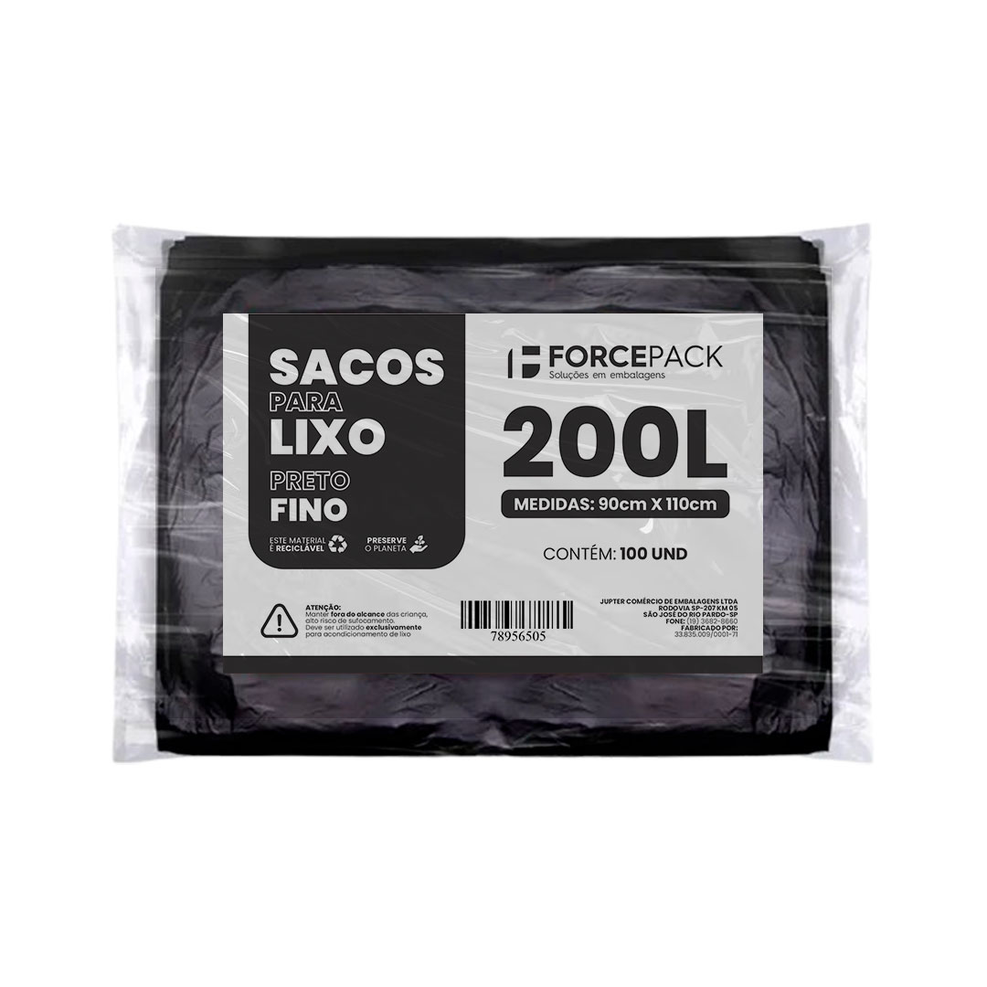 Imagem do produto Saco Lixo Preto Fino 200l Com 100 Forcepack