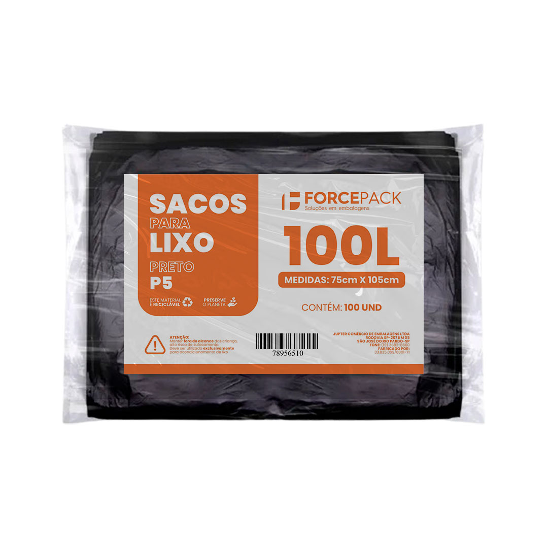 Imagem do produto Saco Lixo Preto 100l Com 100 P5 Forcepack