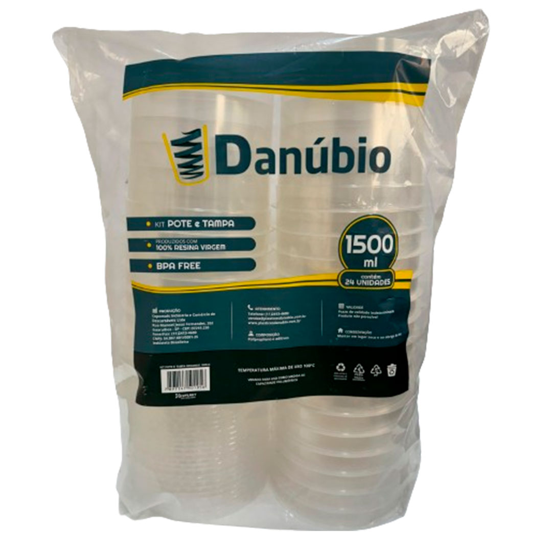Imagem do produto Kit Pote/sobre-tampa 1500ml 04x24 Danubio