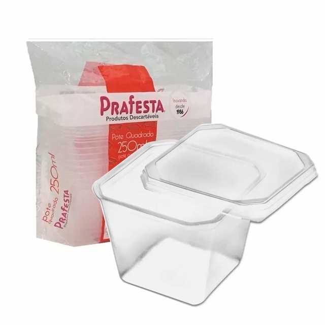Imagem do produto Pote Quadrado 250ml C/Tampa 12X20 Prafesta