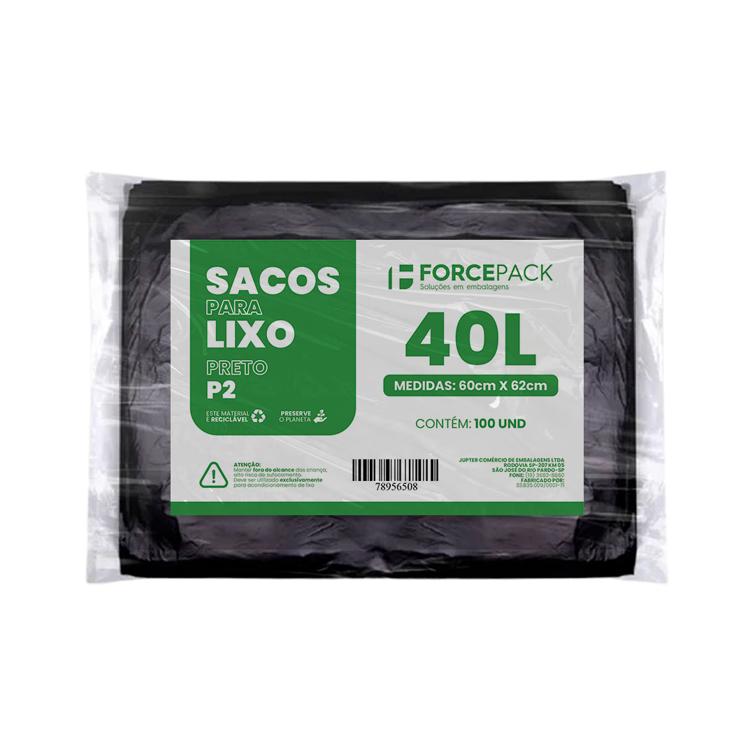 Imagem do produto Saco Lixo Preto 40 L Com 100 P2 Forcepack