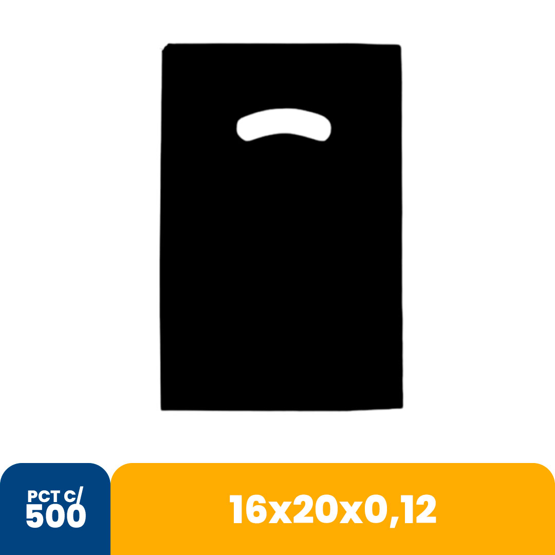 Imagem do produto Sacola Color 16 X20 X0,12 Alca Vazada C/500 - Preta