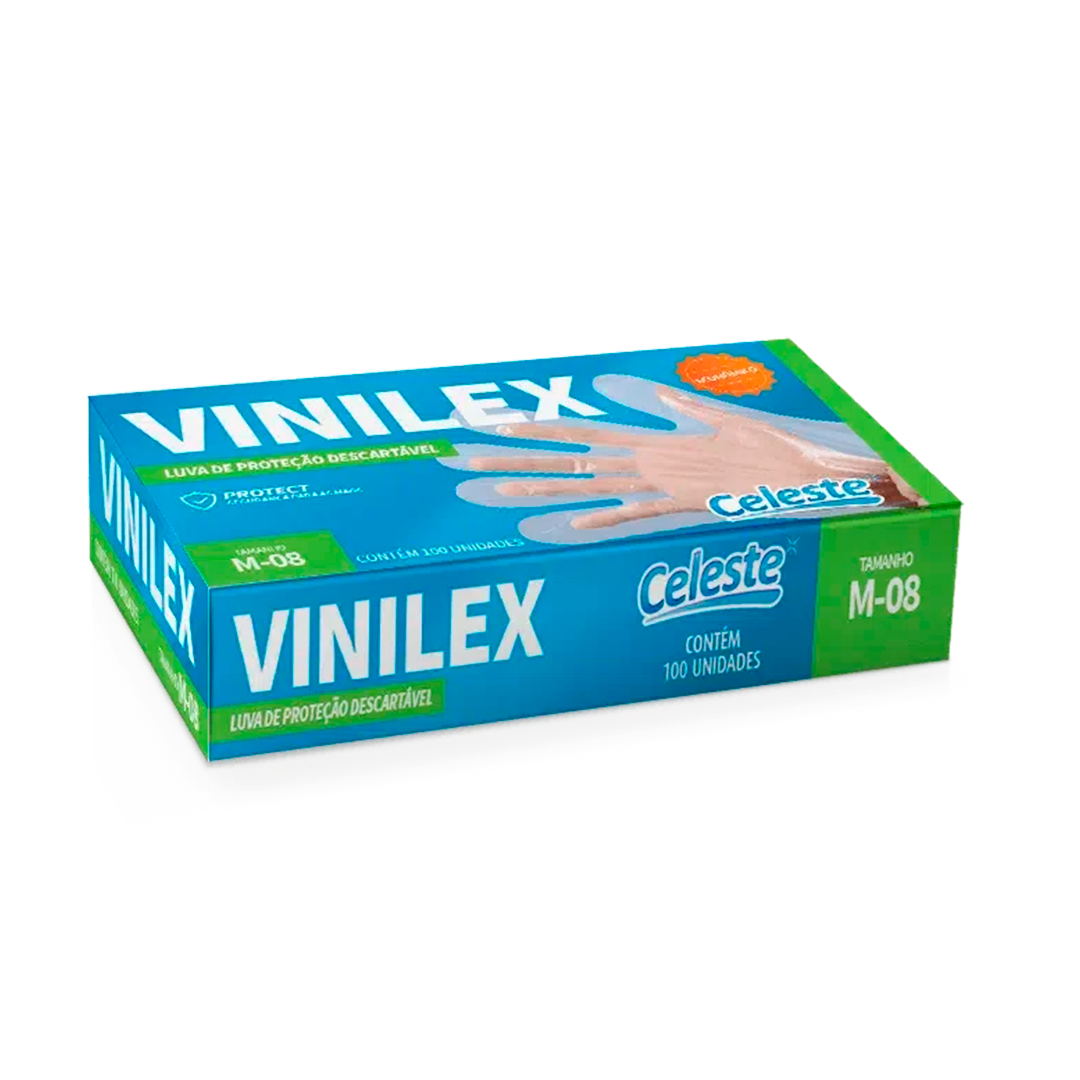 Imagem do produto Luva Viniflex Translúcida Com 100 Celeste - M