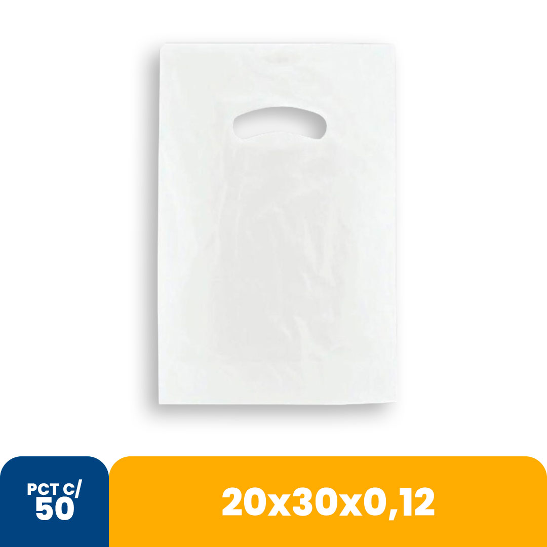 Imagem do produto Sacola Color 20 X30 X0,12 Alca Vazada C/50 - Branca