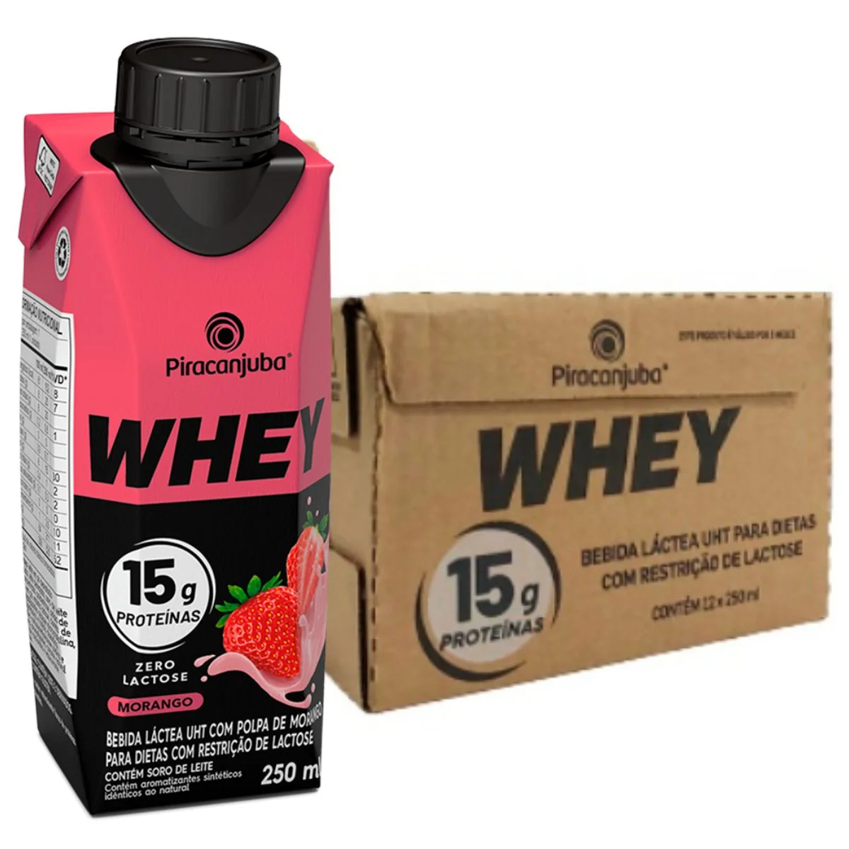 Imagem do produto Bebida Whey S/lactose Piracanjuba 250ml - Morango