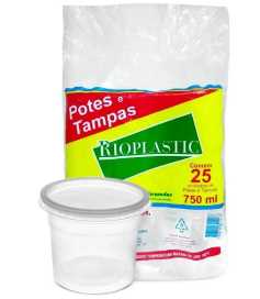 Imagem do produto Kit Pote/Tampa 750ml 20X25 Rioplastic