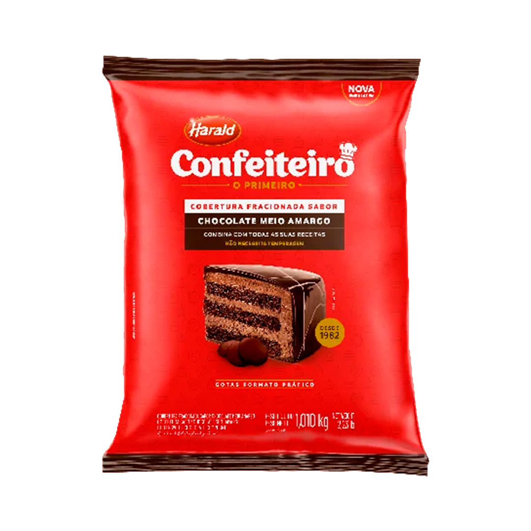 Imagem do produto Cobertura Gotas Harald Confeiteiro 1,010Kg - Meio Amargo
