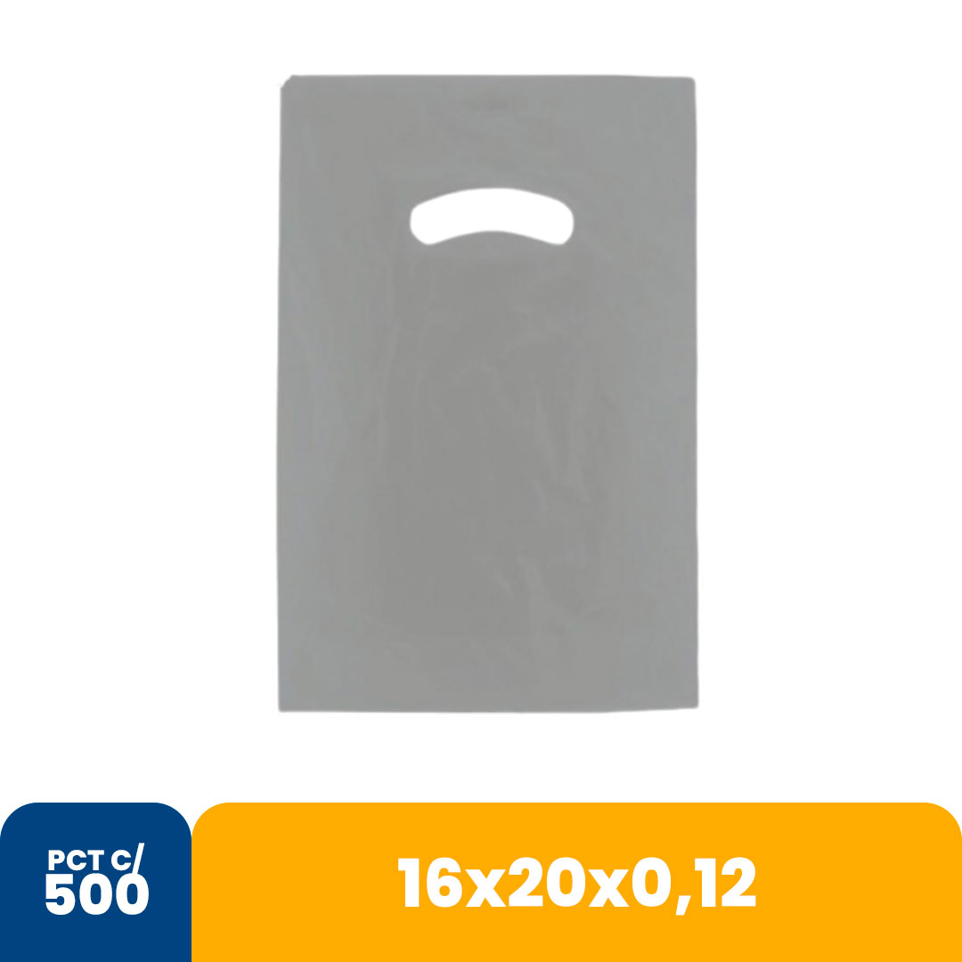 Imagem do produto Sacola Color 16 X20 X0,12 Alca Vazada C/500 - Prata