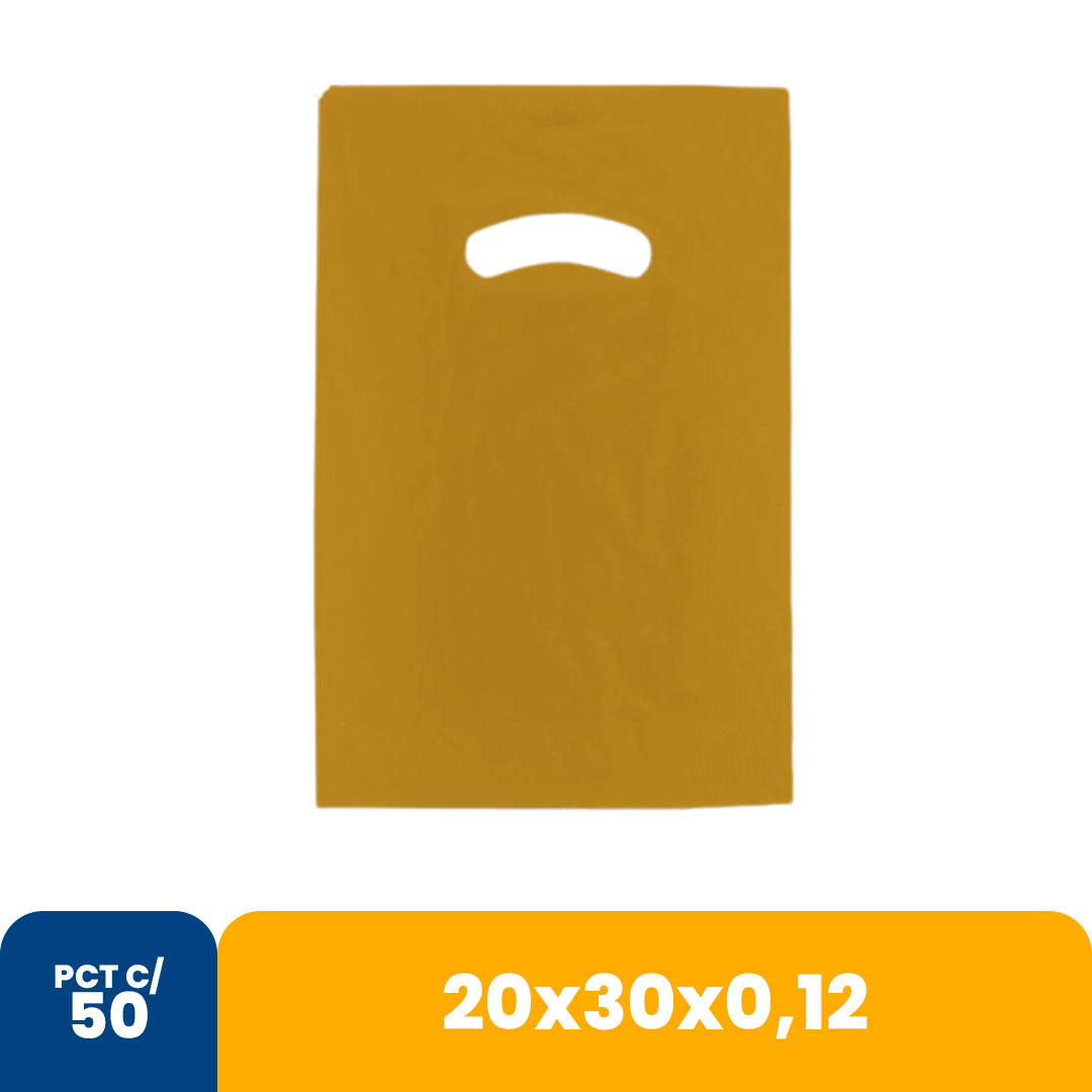 Imagem do produto Sacola Color 20 X30 X0,12 Alca Vazada C/50 - Ouro