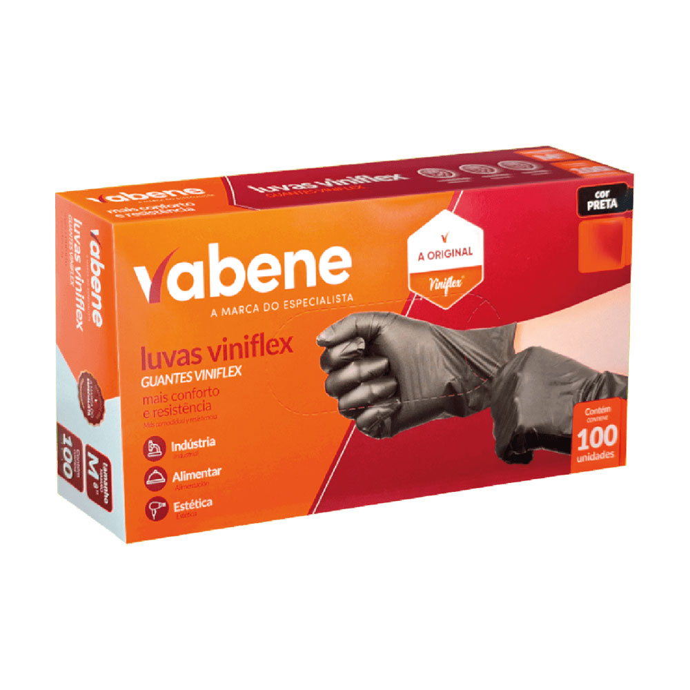Imagem do produto Luva Viniflex Vabene Preta C/100 Un - P