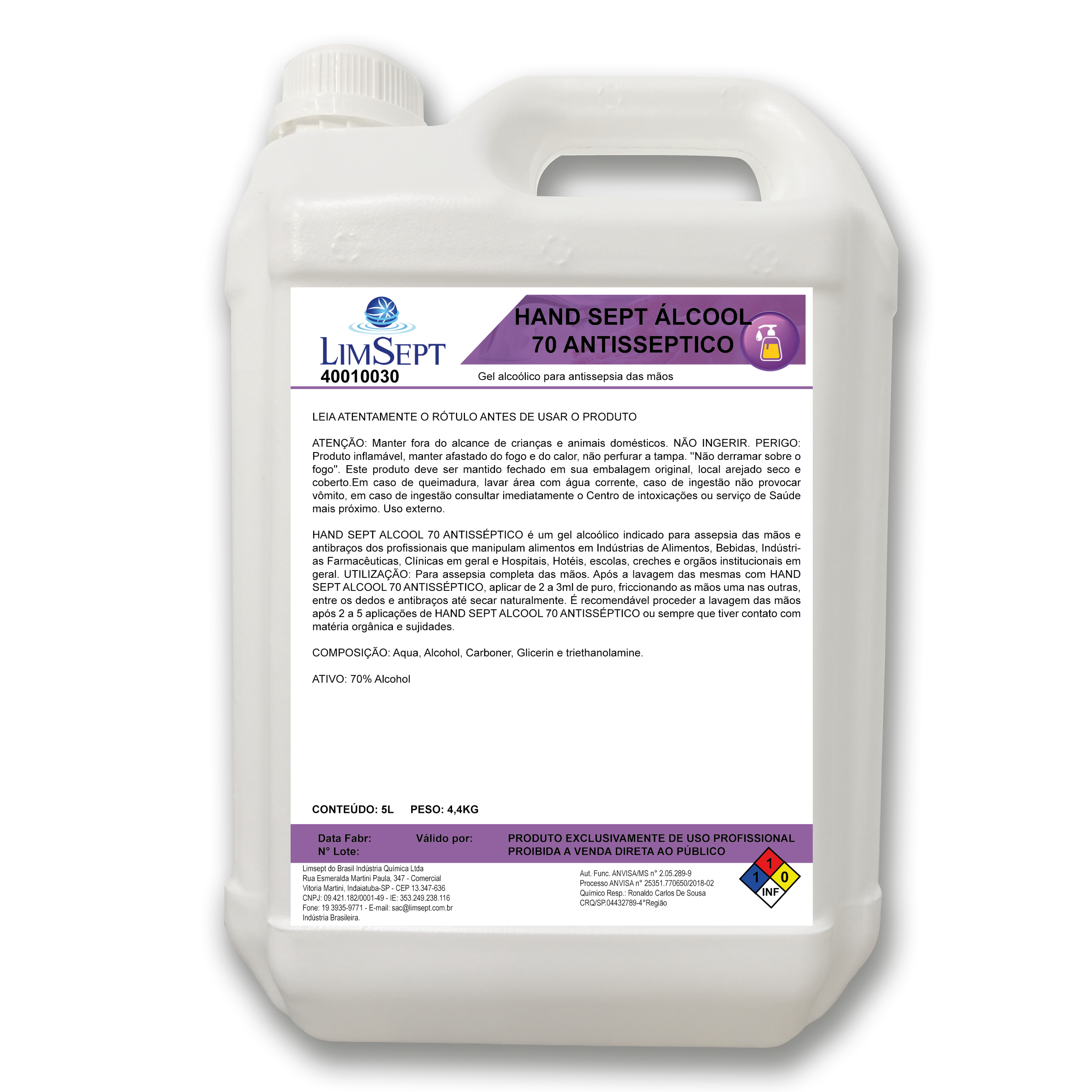 Imagem do produto Hand Sept Alcool 70 Limsept