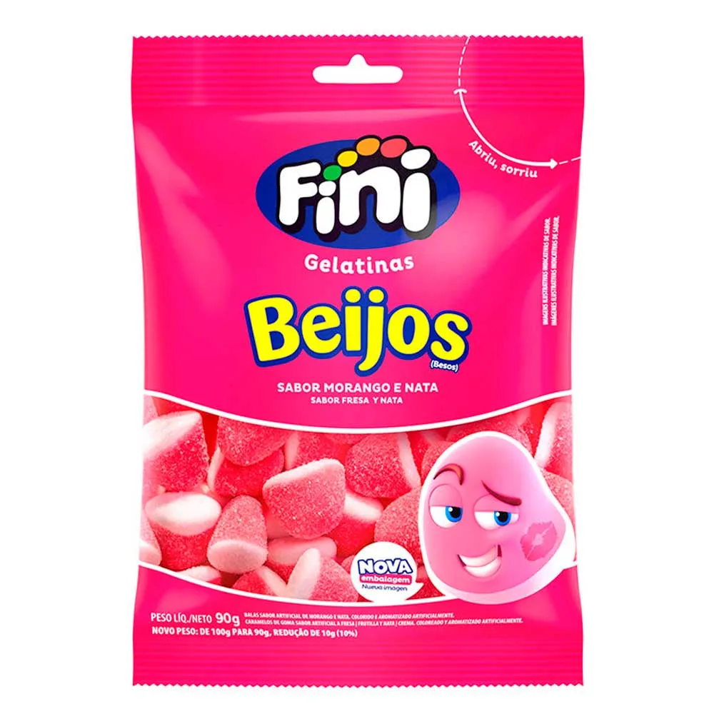 Imagem do produto Bala De Gelatina Fini 80g - Beijos Morango