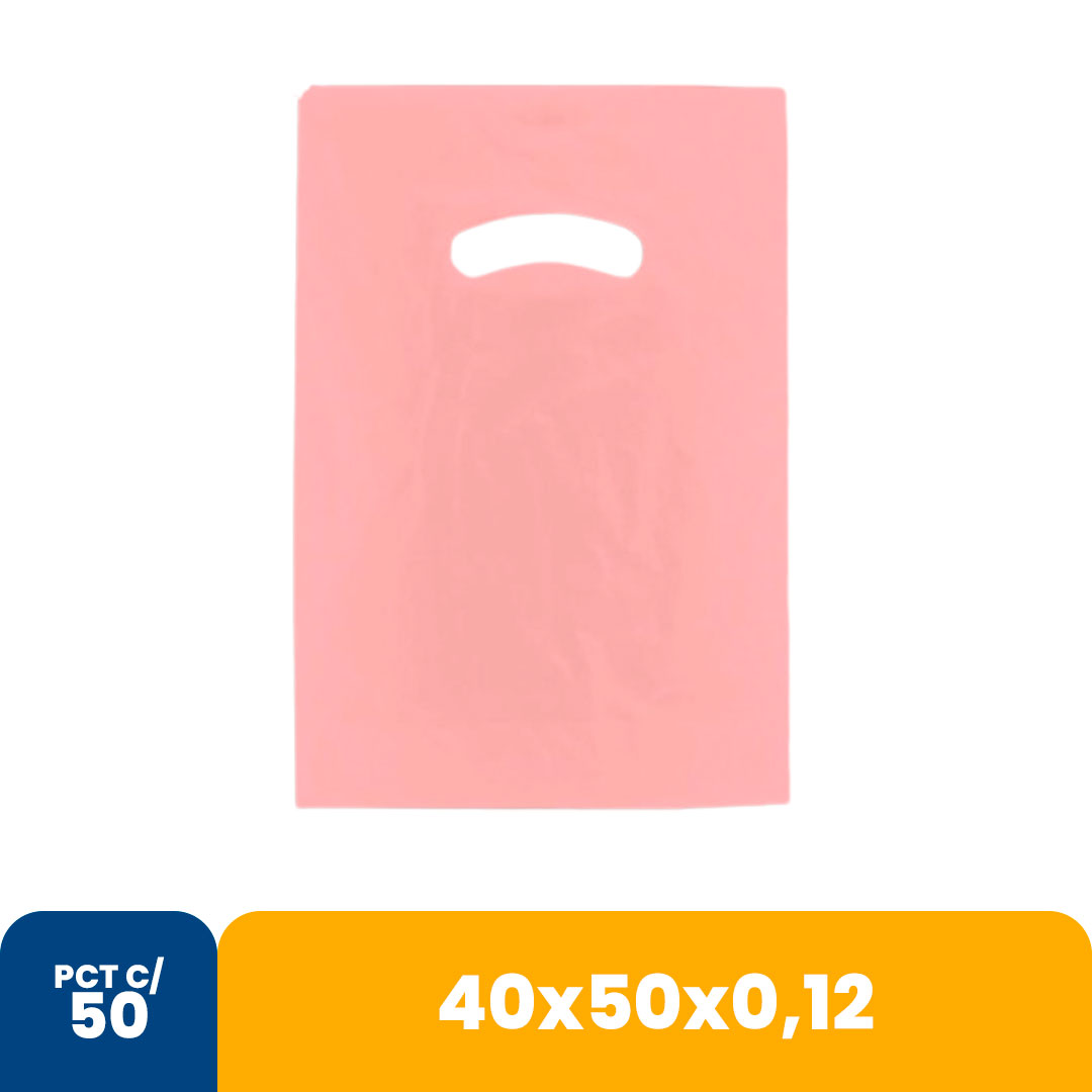 Imagem do produto Sacola Color 40 X50 X0,12 Alca Vazada C/50 - Rosa Bebe