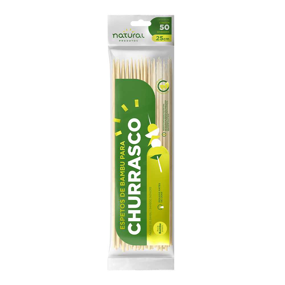 Imagem do produto Espeto Bambu 25 Cm Natural Com 50 Caixa/100