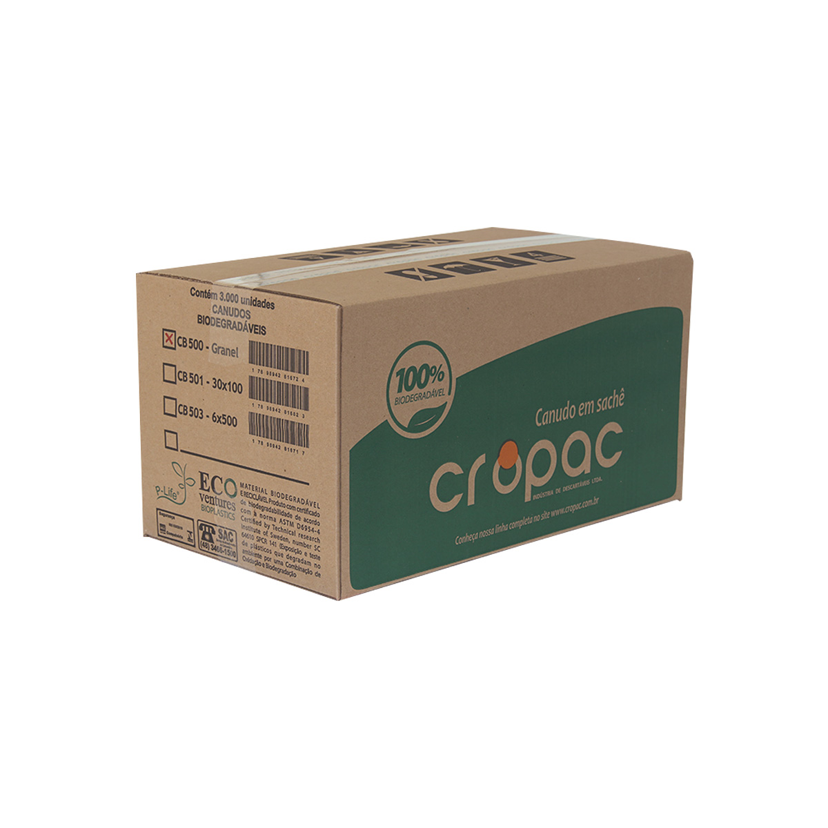 Imagem do produto Canudo Biodegradávelcb-500 Sachê 200x5mm Com 3000un