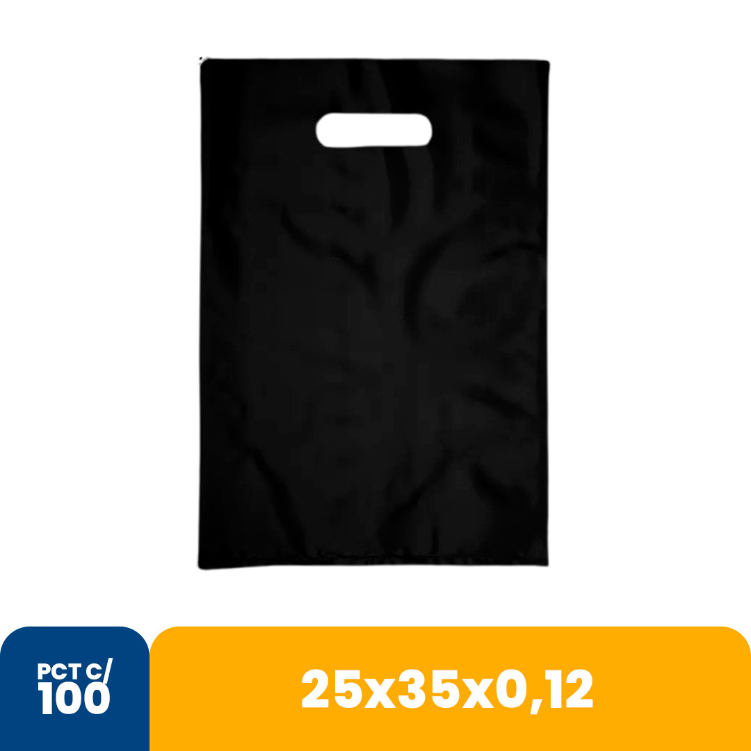 Imagem do produto Sacola Color 25x35x012 Alca Vazada Com 100 - Preto