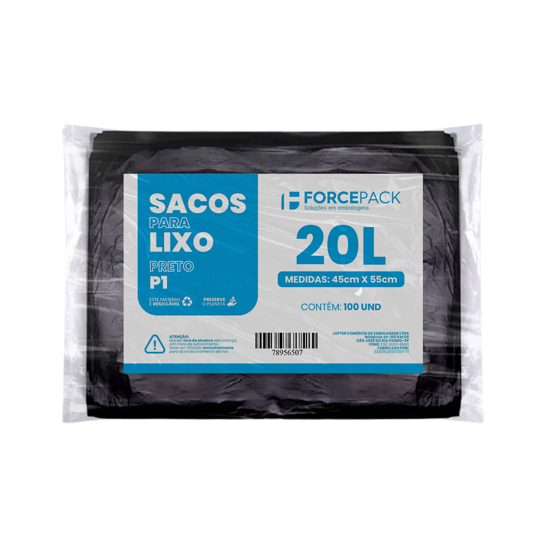 Imagem do produto Saco Lixo Preto 20 L C/100 P1 Forcepack