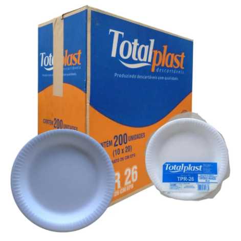 Imagem do produto Prato Isopor Raso 26cm 10X20 Totalplast
