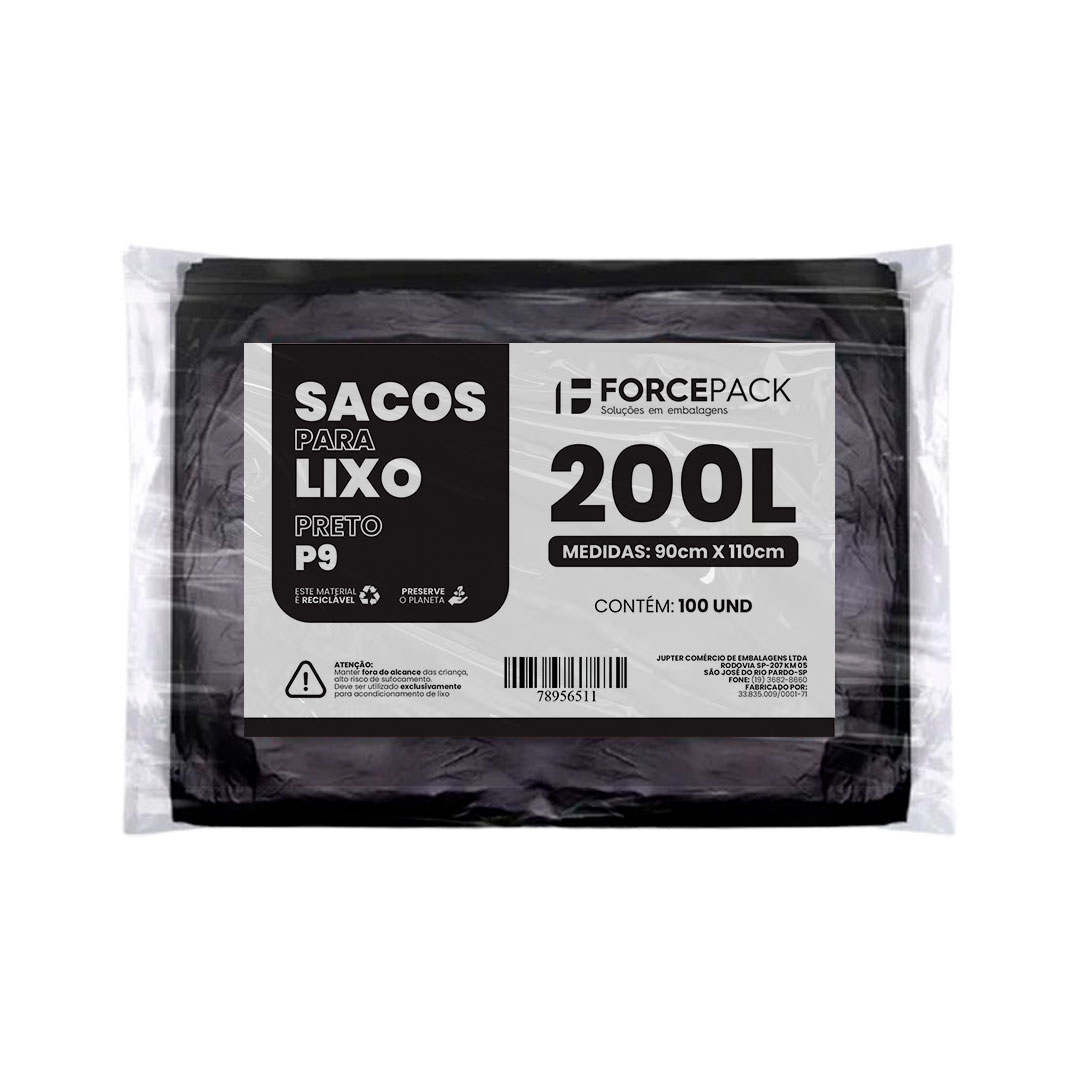 Imagem do produto Saco Lixo Preto 200l Com 100 P9 Forcepack