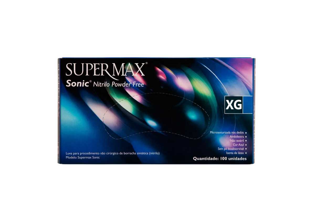 Imagem do produto Luva Nitrilica Xg Supermax 10x100 - Azul Cobalto