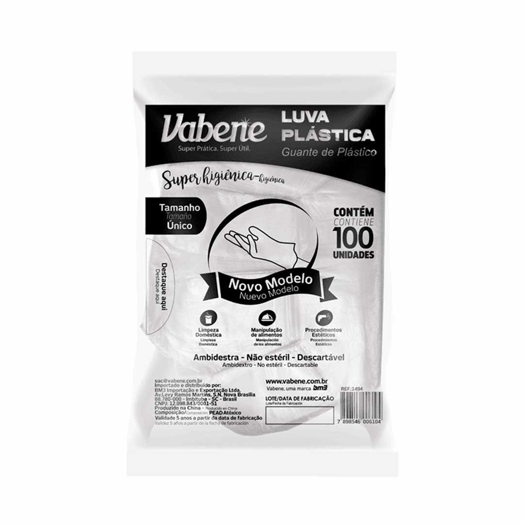 Imagem do produto Luva Plástica Descartável Vabene C/100