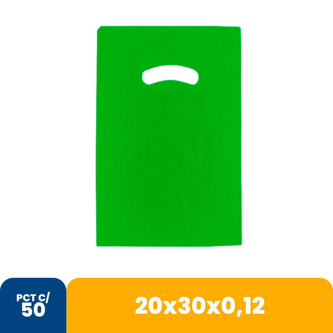 Imagem do produto Sacola Color 20 X30 X0,12 Alca Vazada C/50 - Verde