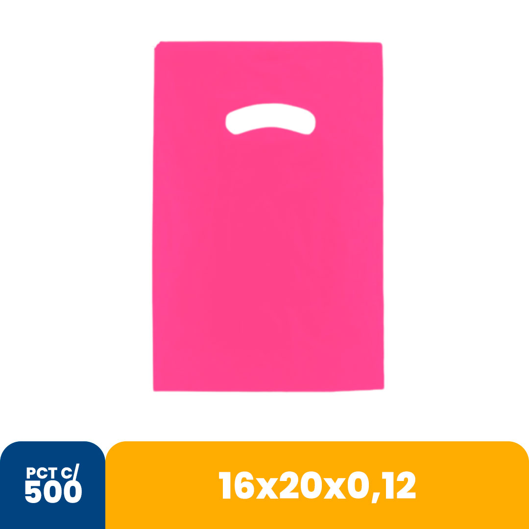 Imagem do produto Sacola Color 16 X20 X0,12 Alca Vazada C/500 - Rosa Pink